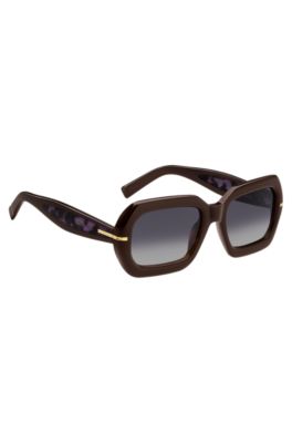 Brown-acetate sunglasses with patterned temples, Patterned
