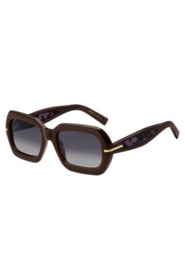 Brown-acetate sunglasses with patterned temples, Patterned