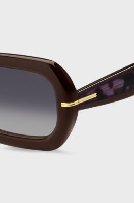 Brown-acetate sunglasses with patterned temples, Patterned
