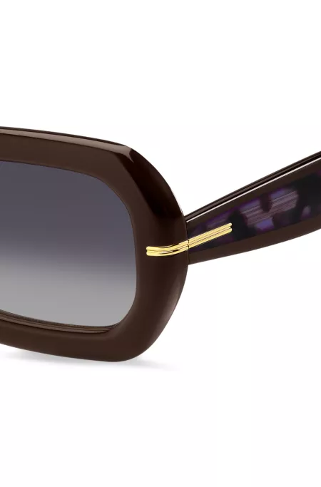 Brown-acetate sunglasses with patterned temples