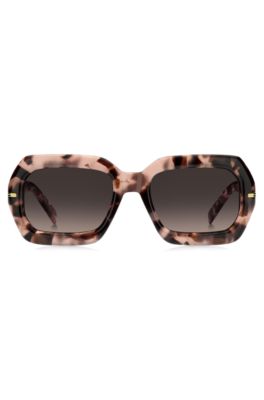 Pink-Havana sunglasses with gold-tone hinges, Patterned