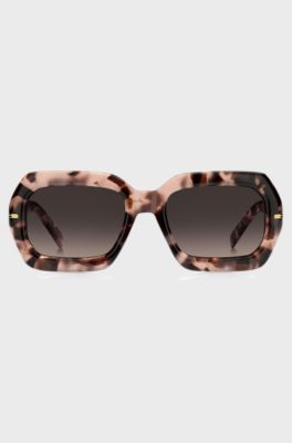 Occhiali da sole con motivo Havana rosa e cerniere color oro, A disegni
