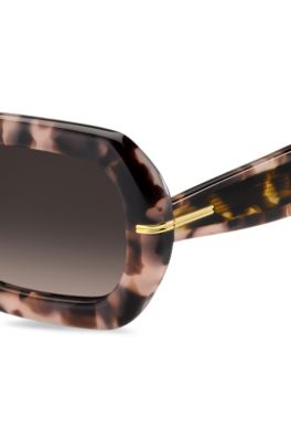 Pink-Havana sunglasses with gold-tone hinges, Patterned