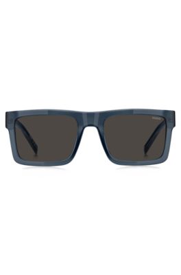 Transparent-blue sunglasses with grey lenses, Blue