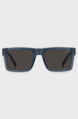 Transparent-blue sunglasses with grey lenses, Blue
