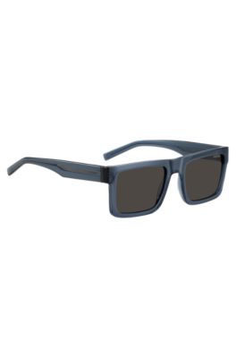 Transparent-blue sunglasses with grey lenses, Blue