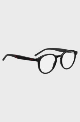 Black optical frames with clip-on shaded lenses, Black