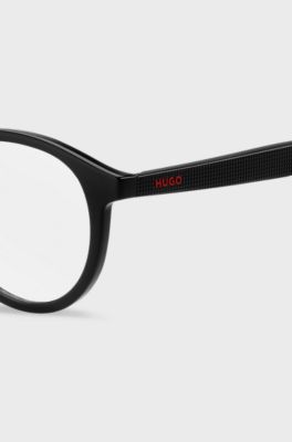 Black optical frames with clip-on shaded lenses, Black