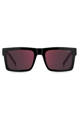 Black sunglasses with signature red accents, Black