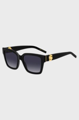Black-acetate sunglasses with gold-tone Double B monograms, Black