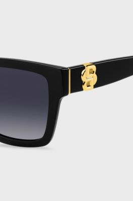 Gafas de sol de acetato negro con monogramas Double B dorados, Negro