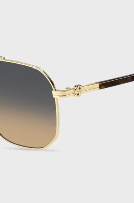 Lunettes de soleil dor&eacute;es avec monogrammes Double&nbsp;B, Or