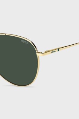 Double-bridge sunglasses in gold-tone metal, Gold