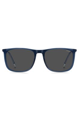Blue sunglasses with logo details, Blue