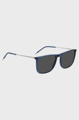 Blauwe zonnebril met logodetails, Blauw