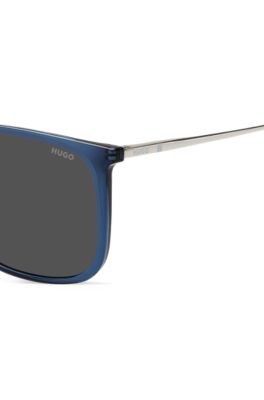 Blue sunglasses with logo details, Blue