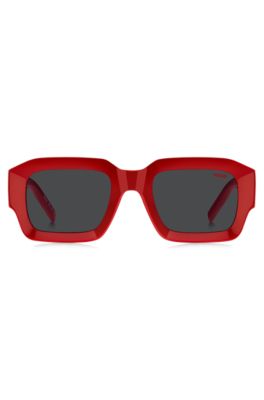 Red sunglasses with stacked-logo temples, Red