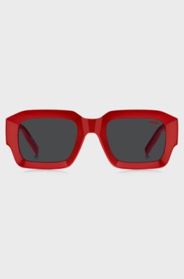 Red sunglasses with stacked-logo temples, Red