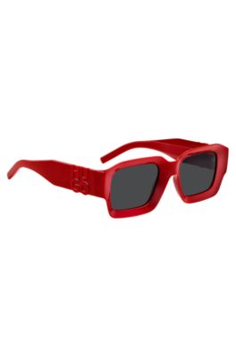 Red sunglasses with stacked-logo temples, Red