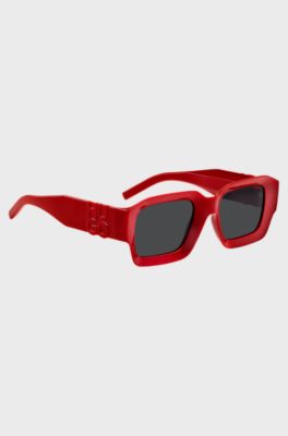 Red sunglasses with stacked-logo temples, Red