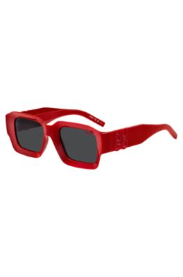 Red sunglasses with stacked-logo temples, Red