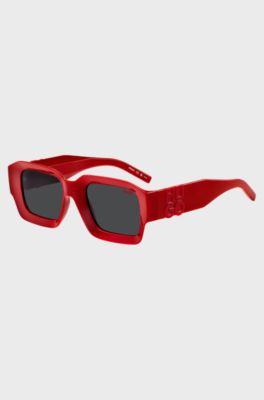 Red sunglasses with stacked-logo temples, Red