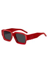 Rote Sonnenbrille mit Stack-Logo an den Bügeln, Rot