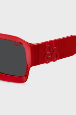 Red sunglasses with stacked-logo temples, Red