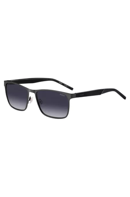 Black-steel sunglasses with textured temples