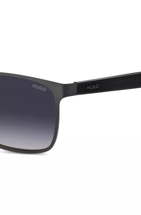 Black-steel sunglasses with textured temples