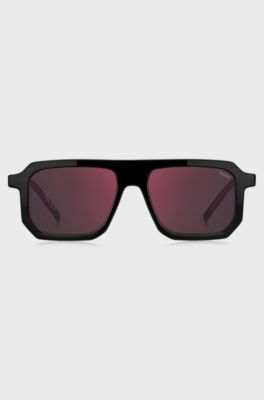 Black sunglasses with signature red accents, Black