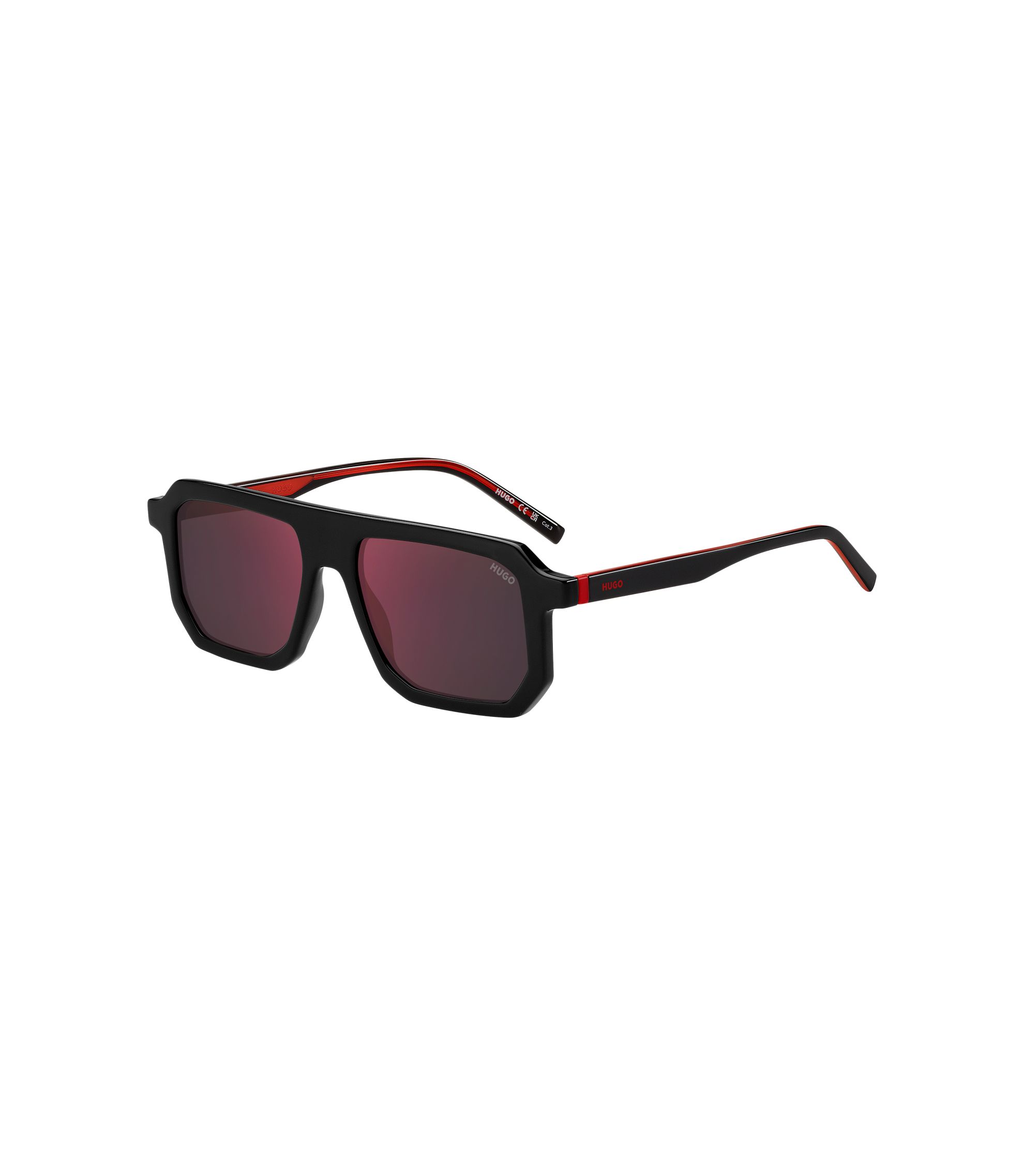 Schwarze Sonnenbrille mit Akzenten in Signature-Rot