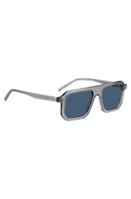 Transparent-grey sunglasses with blue lenses, Grey