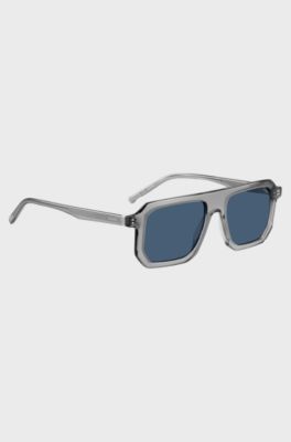 Transparent-grey sunglasses with blue lenses, Grey