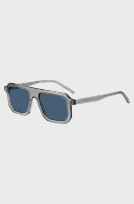 Transparent-grey sunglasses with blue lenses, Grey