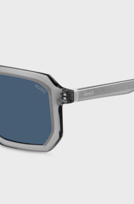 Transparent-grey sunglasses with blue lenses, Grey