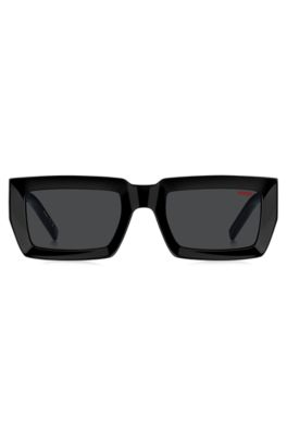 Black sunglasses with stacked-logo temples, Black