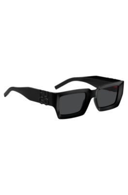 Black sunglasses with stacked-logo temples, Black