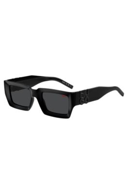 HUGO - Black sunglasses with stacked-logo temples - Black