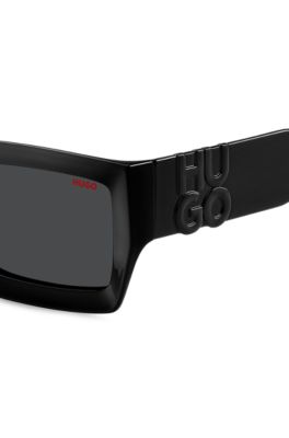 Black sunglasses with stacked-logo temples, Black