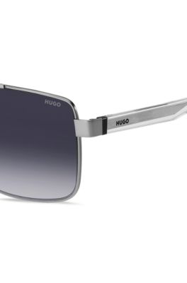 Double-bridge sunglasses in grey-tone metal, Light Grey