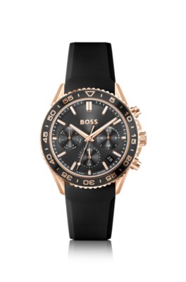 Montre doré rose incarnat avec bracelet en silicone