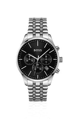 BOSS - Multi-link-bracelet chronograph watch with black dial