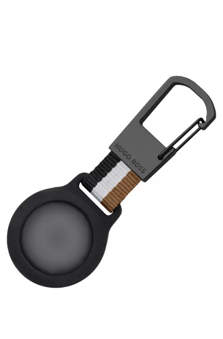 Signature-stripe key ring with AirTag holder