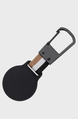 N&oslash;glering med signaturstribe og AirTag-holder, Sort