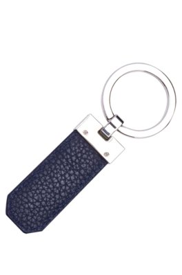Boss Logo key ring in navy grained leather and brass herr – bild 2