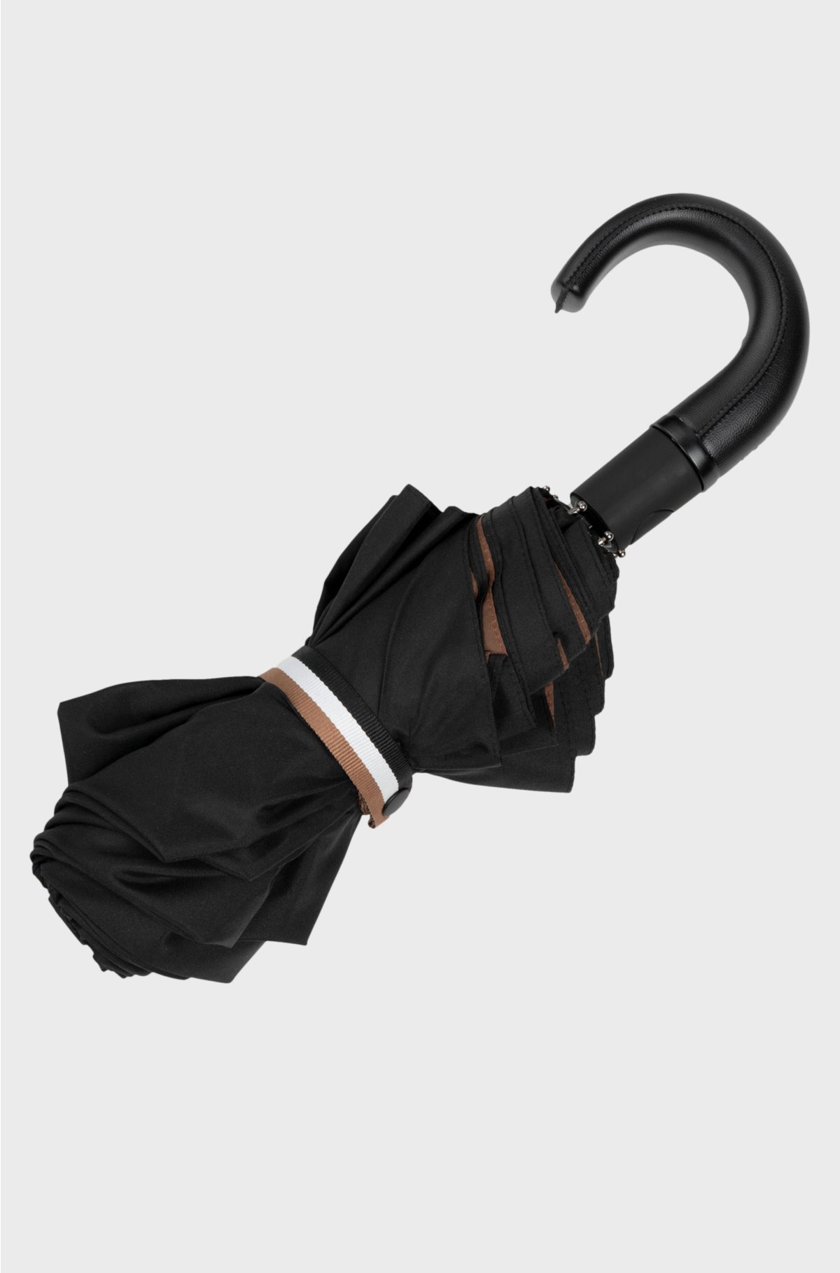 Black pocket umbrella with camel interior, Black