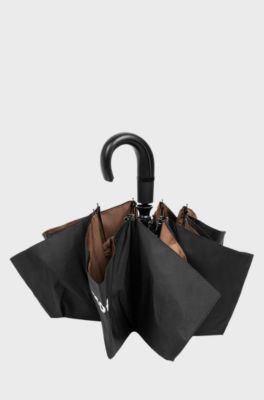 Black pocket umbrella with camel interior, Black