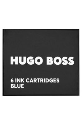 Six-pack of blue-ink fountain pen refills, Black