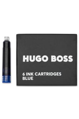 Six-pack of blue-ink fountain pen refills, Black